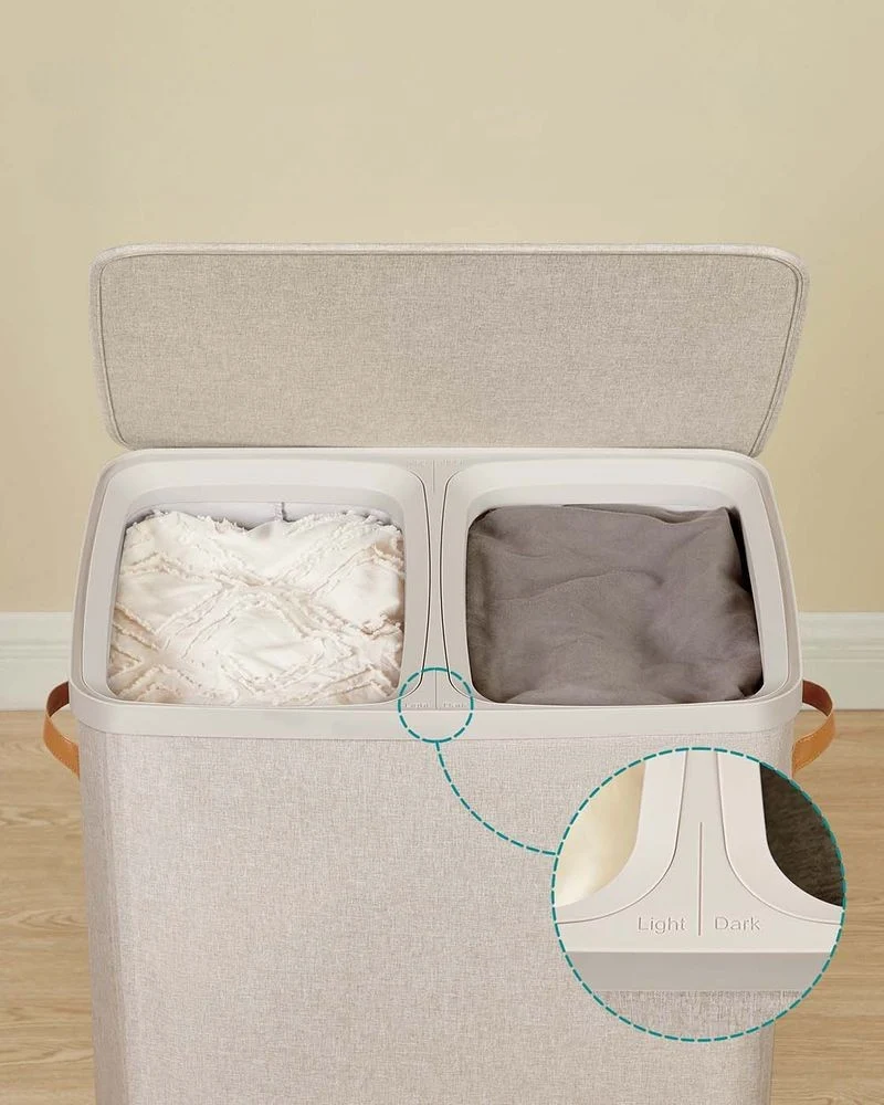 Nancy's Grigno Wasmand - Wasbox - Wassorteerder - 2 Vakken - Beige - 170 Liter