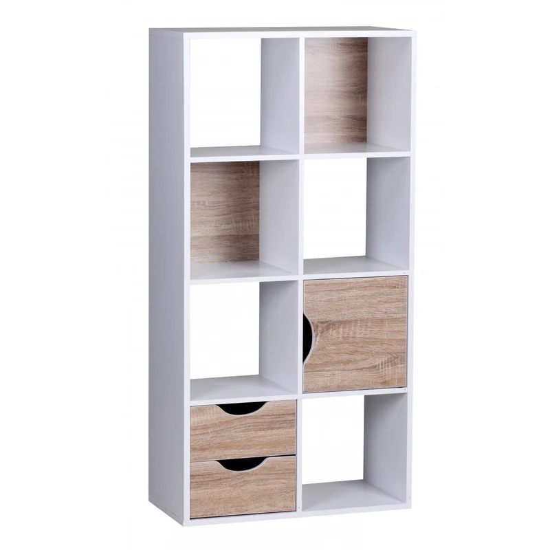 Nancy's Oberlin Vakkenkast - Boekenplank - Boekenkasten - Vakkenkast - Wit / Eiken - ± 60 x 30 x 120 cm