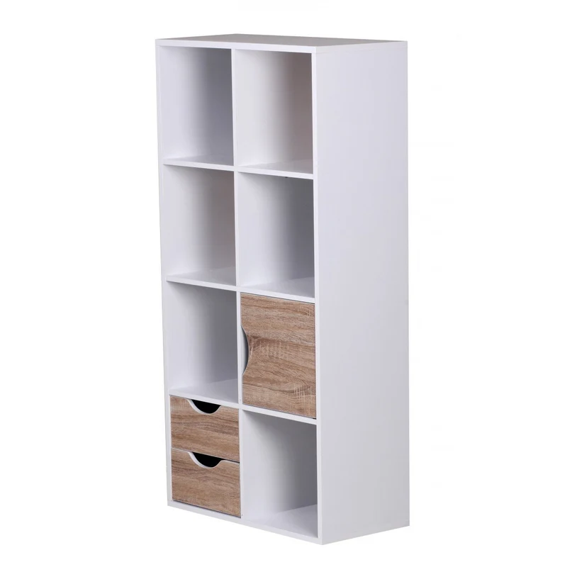 Nancy's Oberlin Vakkenkast - Boekenplank - Boekenkasten - Vakkenkast - Wit / Eiken - ± 60 x 30 x 120 cm