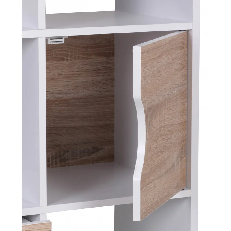 Nancy's Oberlin Vakkenkast - Boekenplank - Boekenkasten - Vakkenkast - Wit / Eiken - ± 60 x 30 x 120 cm