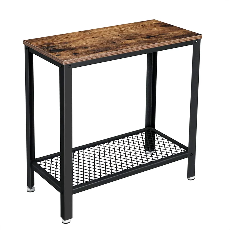 Nancy's Console Tafel Industrieel - Bijzettafel - Vintage Bijzettafel - Bruin / Zwart - Staal - 60 x 30 x 60 cm