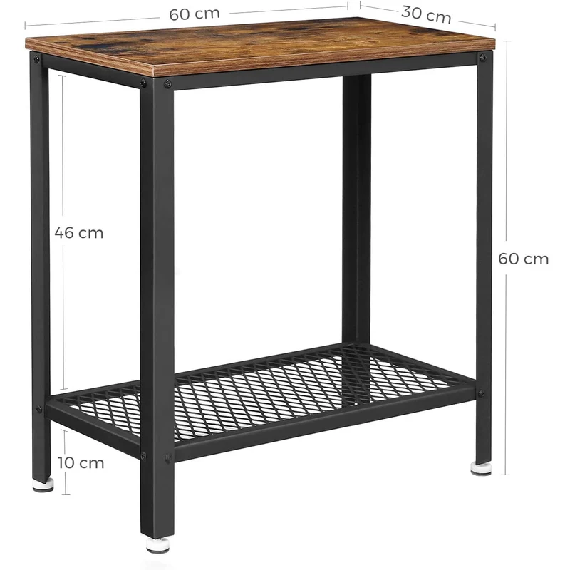 Nancy's Console Tafel Industrieel - Bijzettafel - Vintage Bijzettafel - Bruin / Zwart - Staal - 60 x 30 x 60 cm