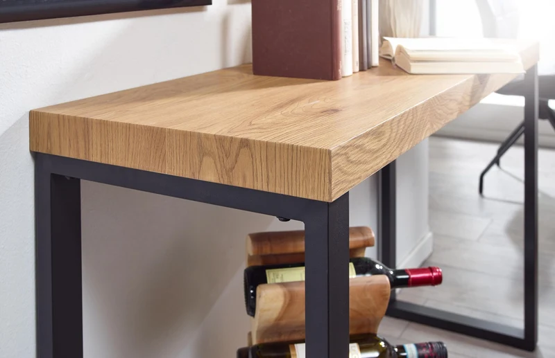 Nancy's Crasto Sidetable - Consoletafel - Bijzettafel - Eiken / Zwart - Staal - ± 120 x 40 x 75 cm