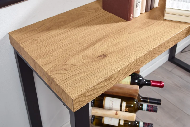 Nancy's Crasto Sidetable - Consoletafel - Bijzettafel - Eiken / Zwart - Staal - ± 120 x 40 x 75 cm