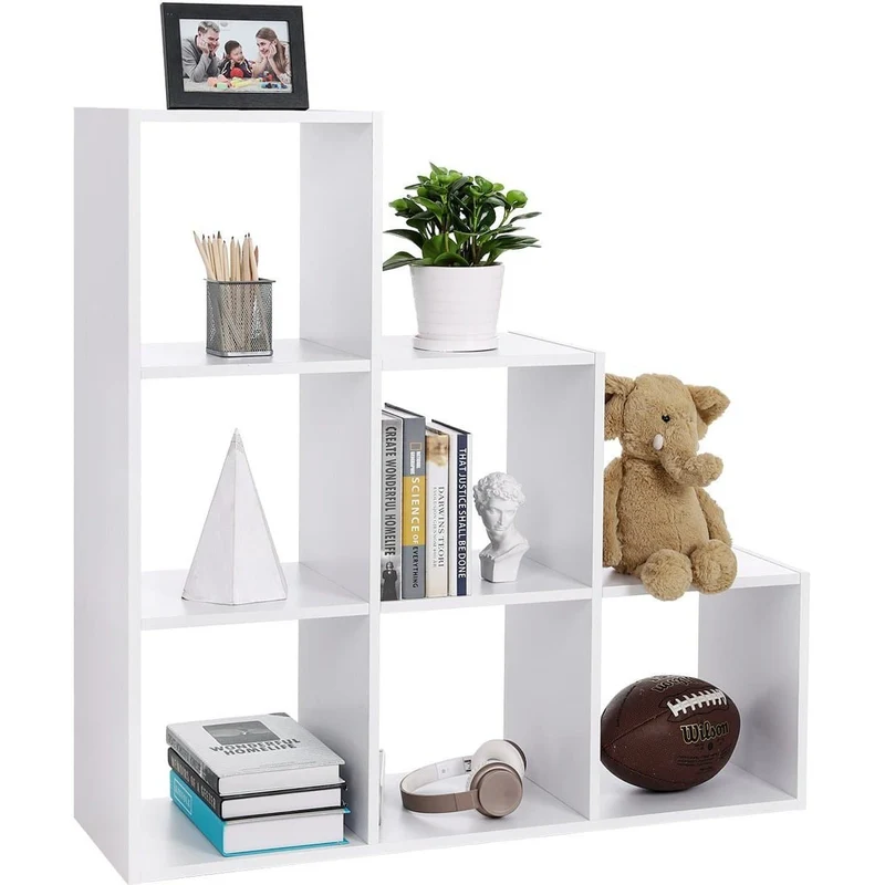 Nancy's Parzins Boekenkast - Vakkenkast - Opbergkast - 6 Vakken - Wit - ± 100 x 30 x 100 cm