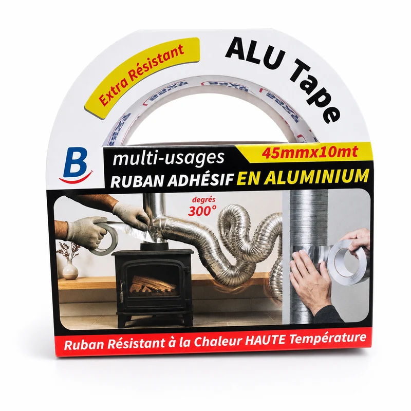BOSS TAPE - Ruban Adhésif Aluminium Renforcé 45mm x 10m - Ignifuge 300°C