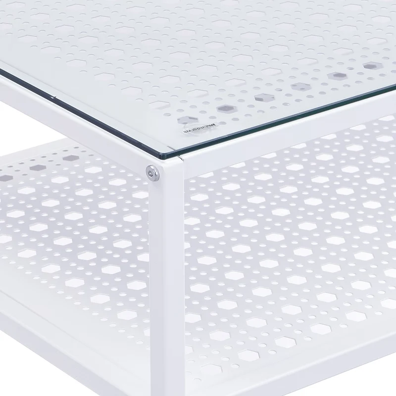 Nancy's Predore Sidetabel - Bijzettafel - Consoletafel - Haltafel - Wit - Glas / Staal - ± 80 x 40 x 75 cm