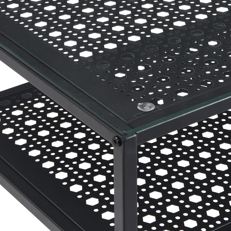 Nancy's Predore Sidetabel - Bijzettafel - Consoletafel - Haltafel - Zwart - Glas / Staal - ± 80 x 40 x 75 cm