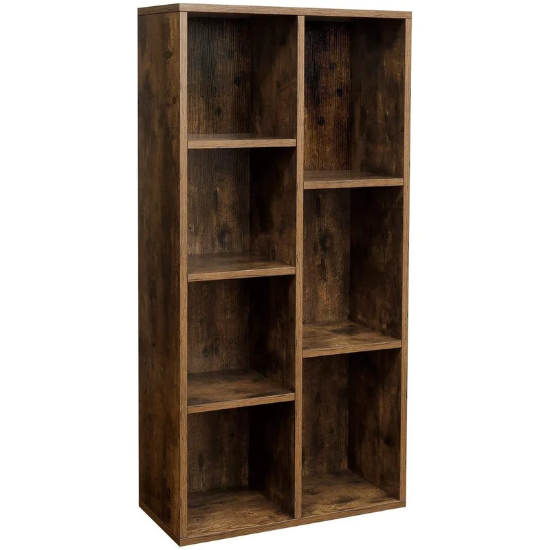 Nancy's Baranu Boekenkast - Opbergkast - 7 Vakkenkast - Industrieel - Hout - Bruin - ± 50 x 25 x 105 cm
