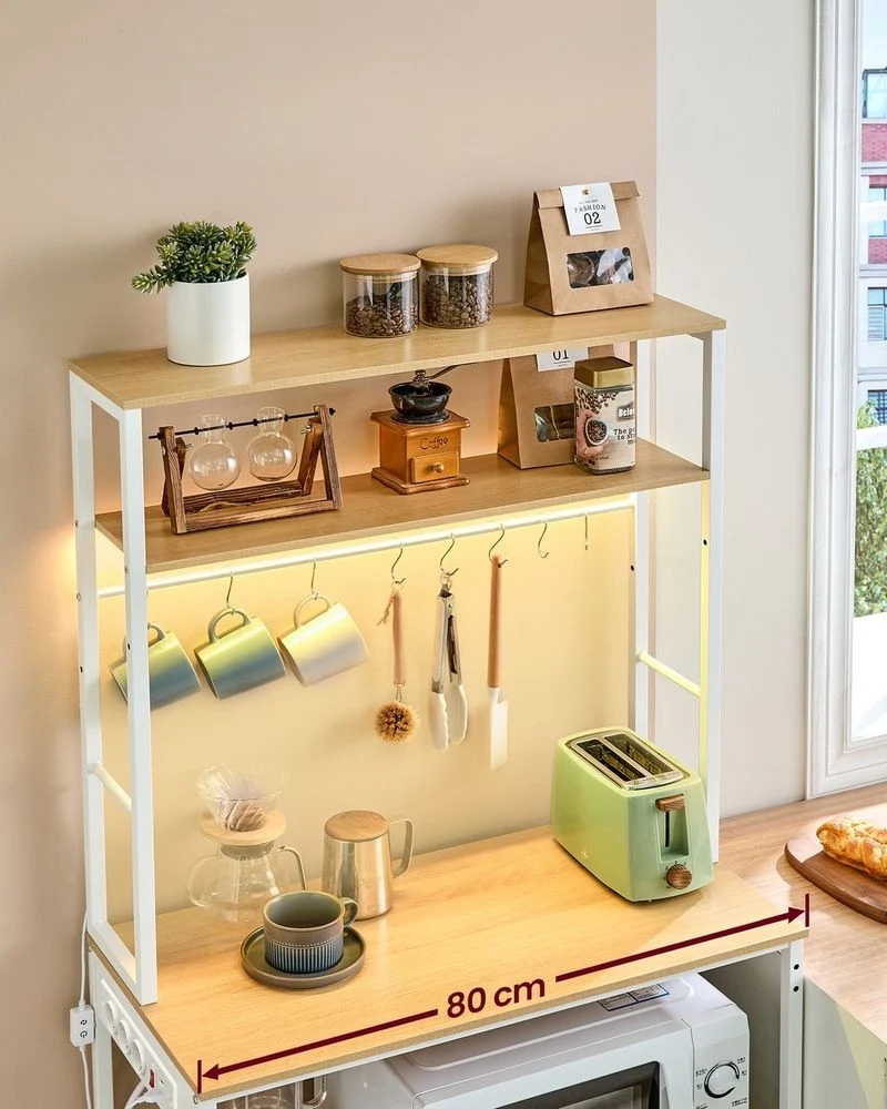 Nancy's Paratico Keukenkast - Keukenrek - LED-Verlichting - Eikenhout / Wit - ± 80 x 40 x 170 cm