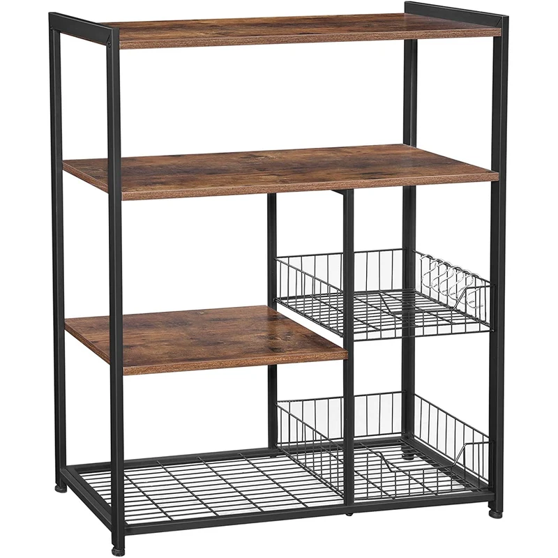 Nancy's Carrapatas Keukenkast - Keukentrolley - Keukenrek - Vintage Bruin / Zwart - 80 x 35 x 95 cm