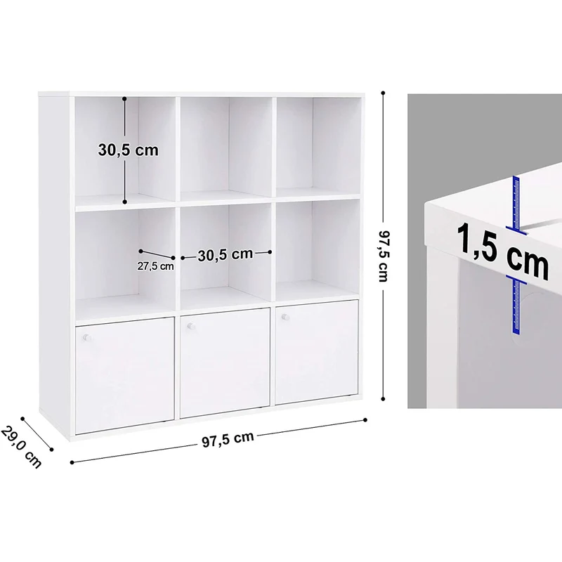 Nancy's Naduro Boekenkast - Vakkenkast - Opbergkast - Wit - ± 100 x 30 x 100 cm