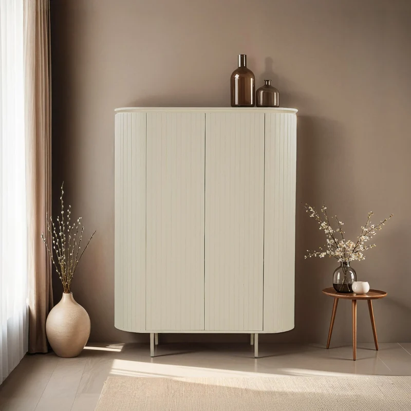 Livingfurn Patou wandkast - Mangohout - Beige - 150x43x151cm