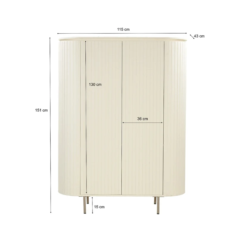 Livingfurn Patou wandkast - Mangohout - Beige - 150x43x151cm