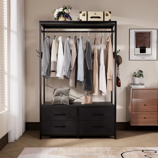 Casamoda Kledingkast - Wandgarderobe - Kledingrek - Kleerkast - Kapstok - Zwart - 100 x 40 x 180 cm
