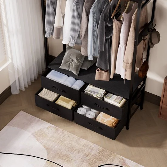 Casamoda Kledingkast - Wandgarderobe - Kledingrek - Kleerkast - Kapstok - Zwart - 100 x 40 x 180 cm
