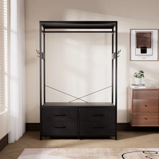Casamoda Kledingkast - Wandgarderobe - Kledingrek - Kleerkast - Kapstok - Zwart - 100 x 40 x 180 cm