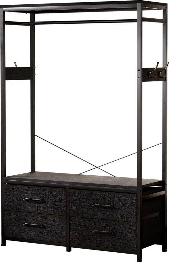 Casamoda Kledingkast - Wandgarderobe - Kledingrek - Kleerkast - Kapstok - Zwart - 100 x 40 x 180 cm