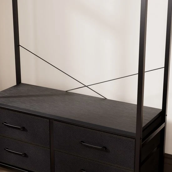 Casamoda Kledingkast - Wandgarderobe - Kledingrek - Kleerkast - Kapstok - Zwart - 100 x 40 x 180 cm