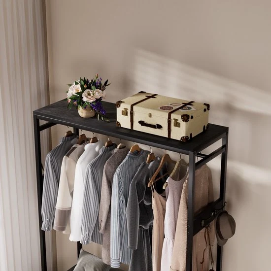Casamoda Kledingkast - Wandgarderobe - Kledingrek - Kleerkast - Kapstok - Zwart - 100 x 40 x 180 cm