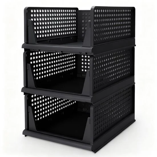 Eleganca Kastorganizers - Ladeboxen - Opbergboxen - Set van 3 - Zwart - ± 40 x 35 x 55 cm