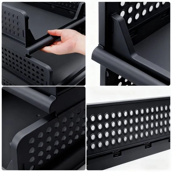 Eleganca Kastorganizers - Ladeboxen - Opbergboxen - Set van 3 - Zwart - ± 40 x 35 x 55 cm