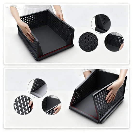 Eleganca Kastorganizers - Ladeboxen - Opbergboxen - Set van 3 - Zwart - ± 40 x 35 x 55 cm