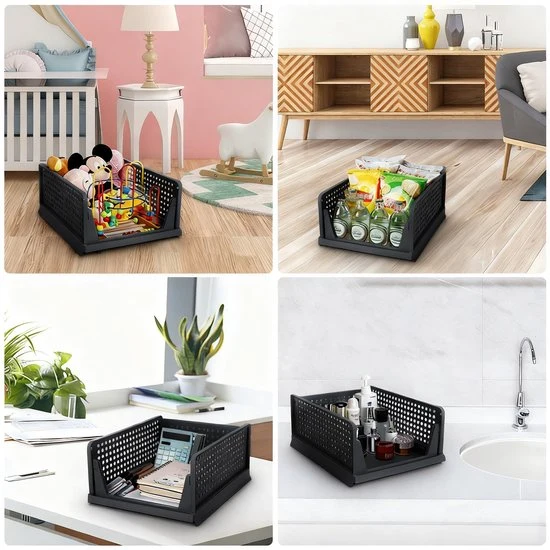 Eleganca Kastorganizers - Ladeboxen - Opbergboxen - Set van 3 - Zwart - ± 40 x 35 x 55 cm