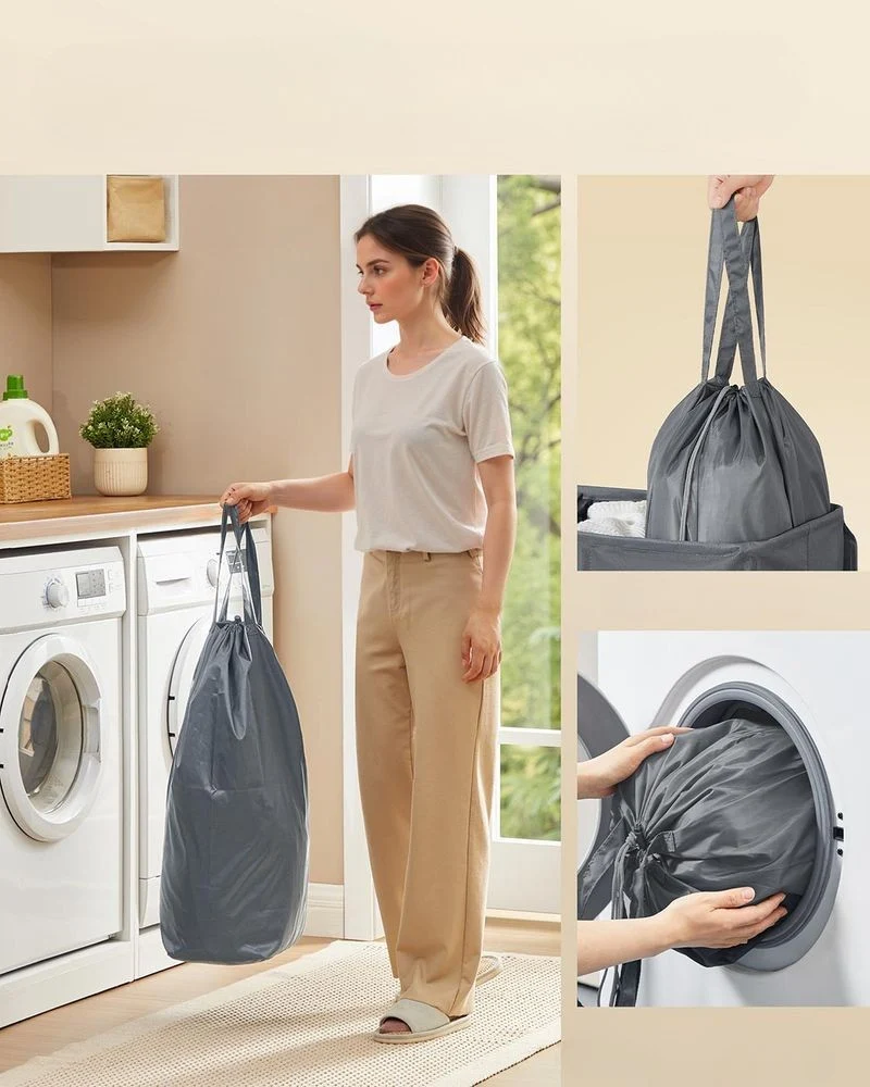 Nancy's Molinella Wasmand - Wasbox - Was sorteerder - 3 vakken - Donkergrijs - 160 Liter