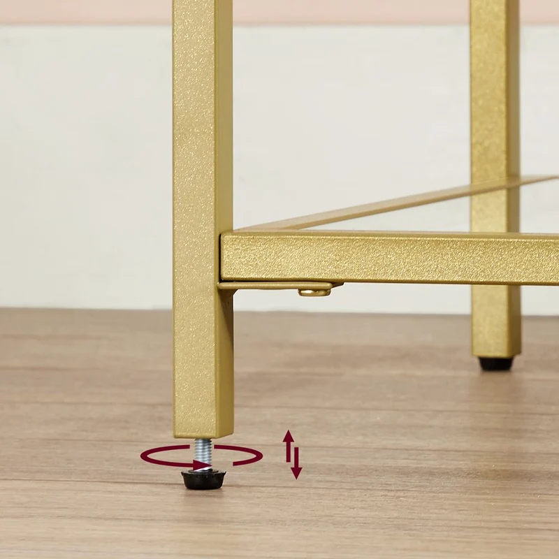 Nancy's Verwood Sidetable Goud - Stalen Frame - Gehard Glas - Bijzettafel - Dressoir - Modern - 100 x 35 x 80 cm (BxDxH)