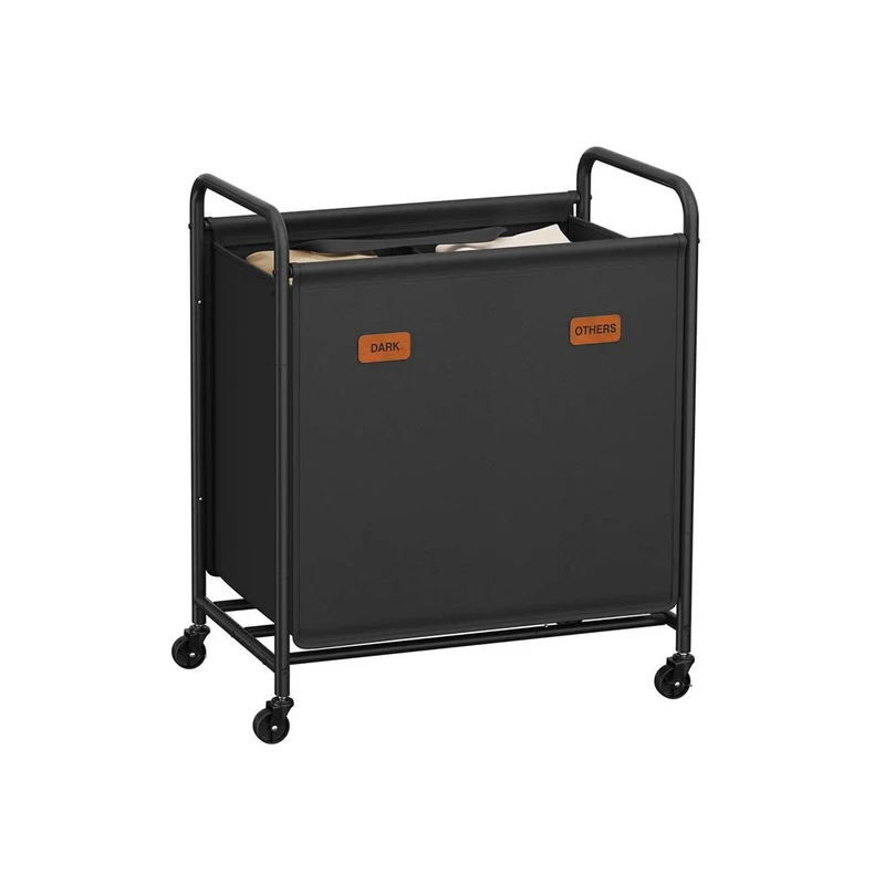 Nancy's Gragnano Wasmand - Wasbox - Wassorteerder - 2 Vakken - Zwart - 140 Liter