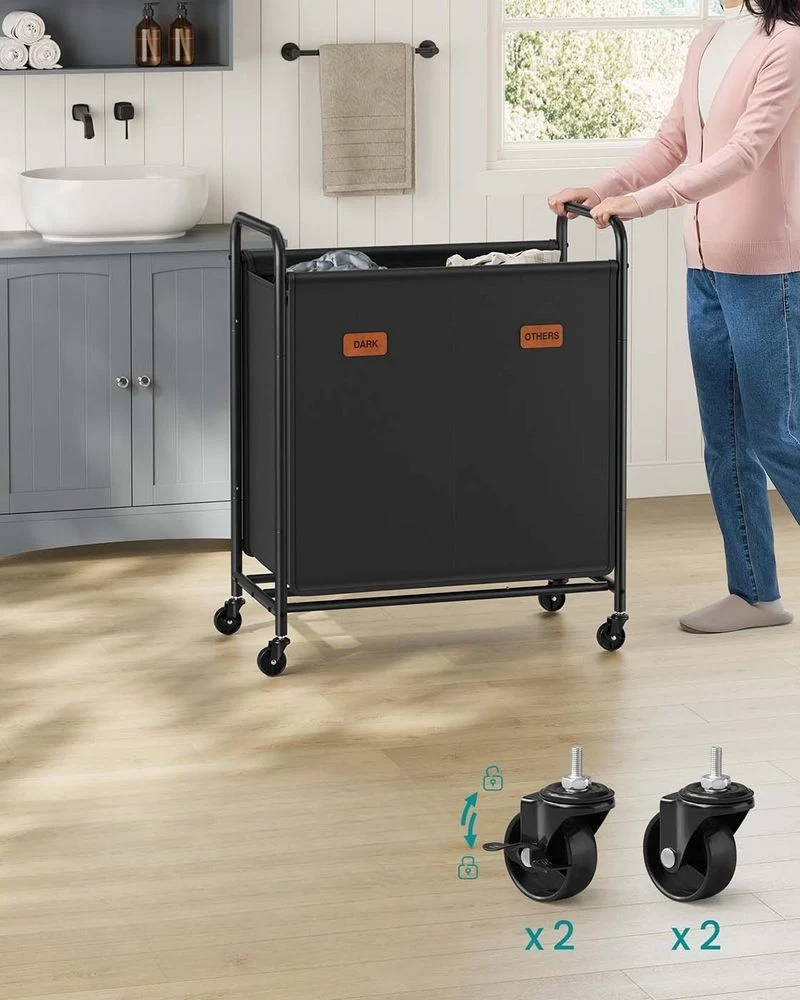 Nancy's Gragnano Wasmand - Wasbox - Wassorteerder - 2 Vakken - Zwart - 140 Liter