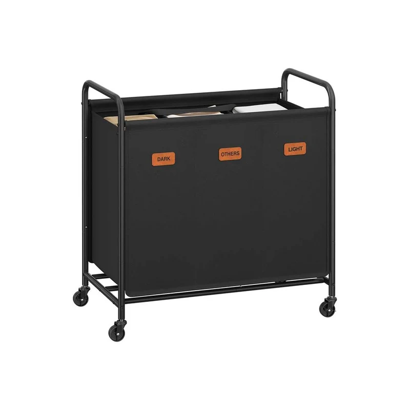Nancy's Greccio Wasmand - Wasbox - Wassorteerder - 3 Vakken - Zwart - 170 Liter