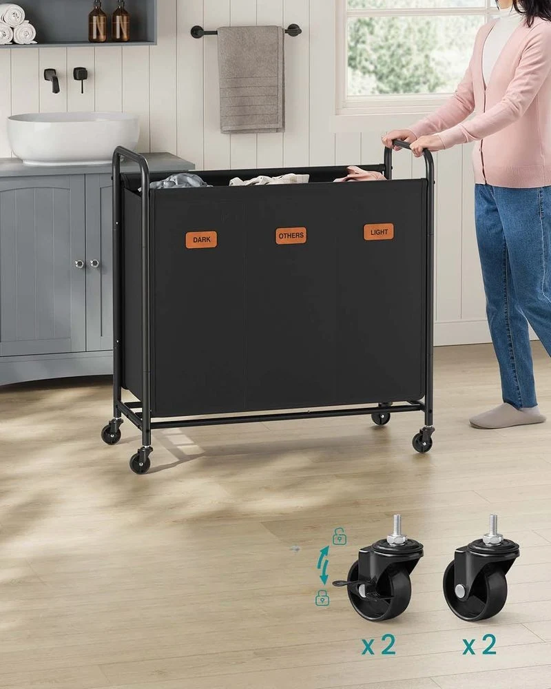 Nancy's Greccio Wasmand - Wasbox - Wassorteerder - 3 Vakken - Zwart - 170 Liter