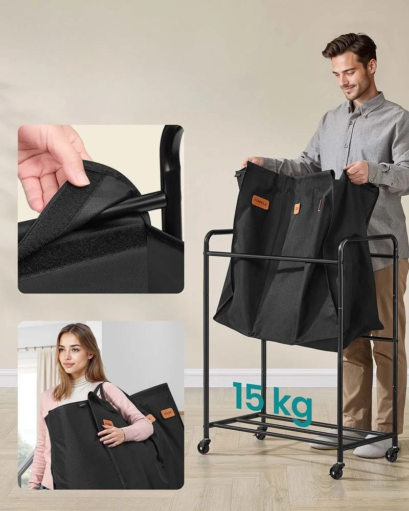 Nancy's Greccio Wasmand - Wasbox - Wassorteerder - 3 Vakken - Zwart - 170 Liter