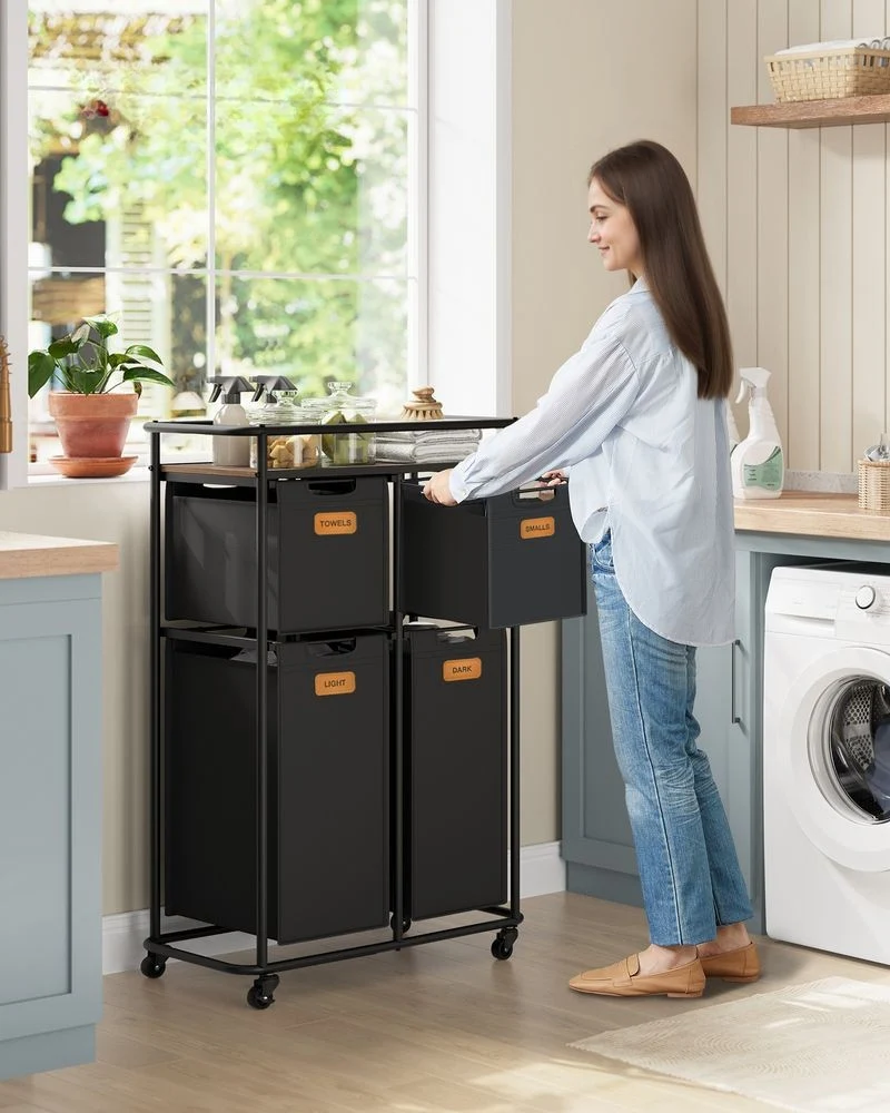 Nancy's Nave Wasmand - Wassorteerder - Wasbox - Zwart / Bruin - 150 Liter