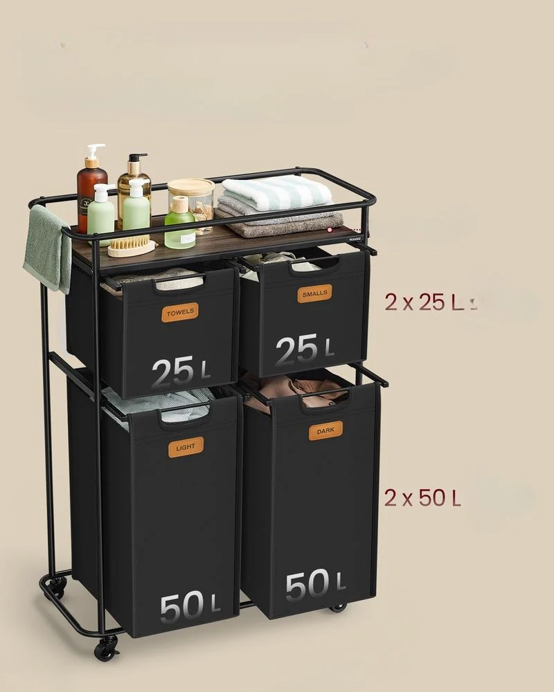 Nancy's Nave Wasmand - Wassorteerder - Wasbox - Zwart / Bruin - 150 Liter