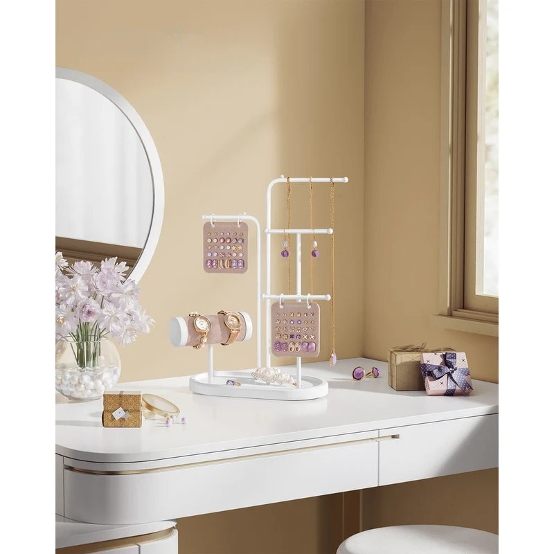 Nancy's Coutada Sieradenhouder - Sieraden rek - Sieradenstandaard - Wit - Staal / Fluweel