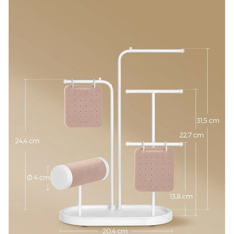 Nancy's Coutada Sieradenhouder - Sieraden rek - Sieradenstandaard - Wit - Staal / Fluweel