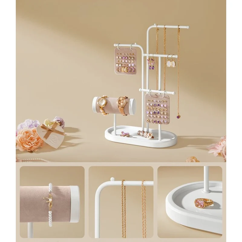 Nancy's Coutada Sieradenhouder - Sieraden rek - Sieradenstandaard - Wit - Staal / Fluweel