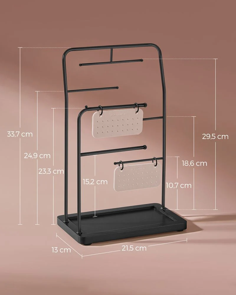 Nancy's Casegas Sieradenhouder - Sieraden rek - Sieradenstandaard - Zwart - Staal / Fluweel