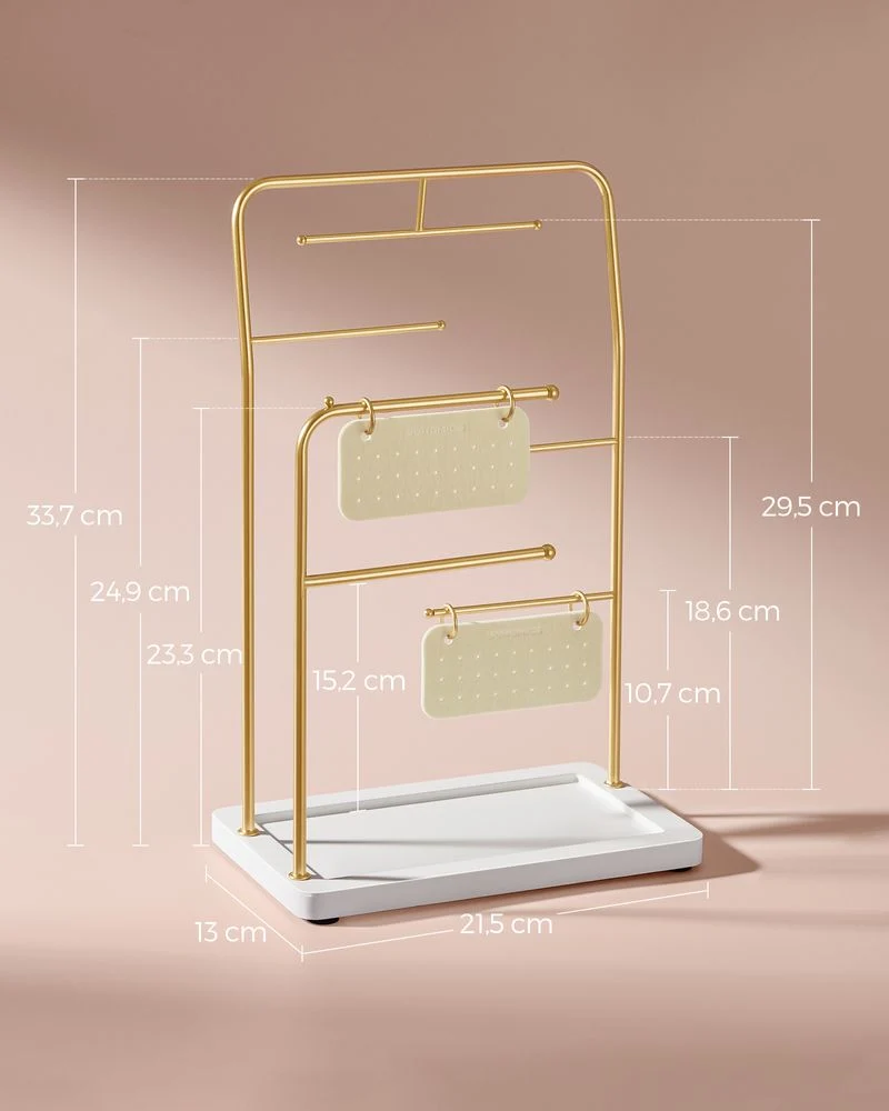 Nancy's Casegas Sieradenhouder - Sieraden rek - Sieradenstandaard - Goud - Staal / Fluweel
