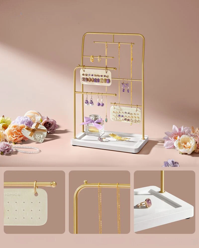 Nancy's Casegas Sieradenhouder - Sieraden rek - Sieradenstandaard - Goud - Staal / Fluweel