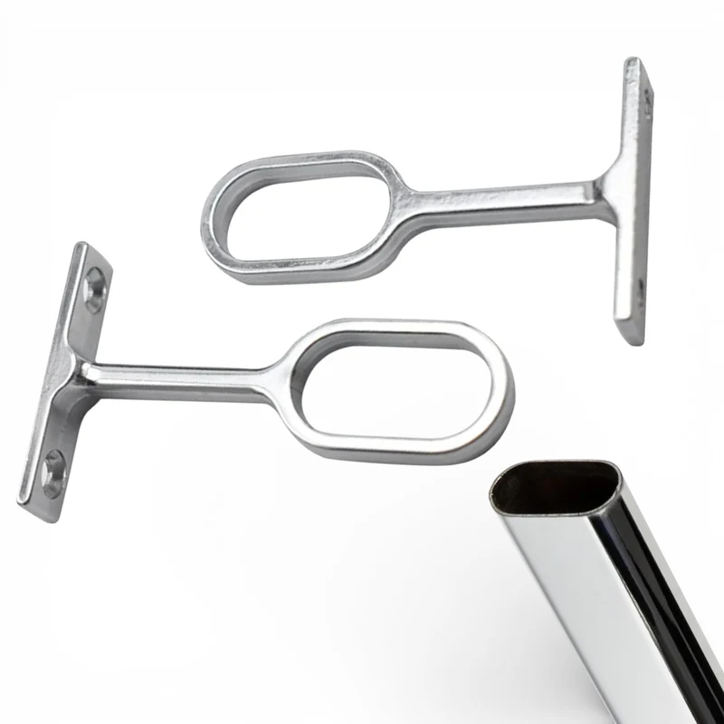Support Tube Oval pour Dressing et Armoires (2 pièces)
