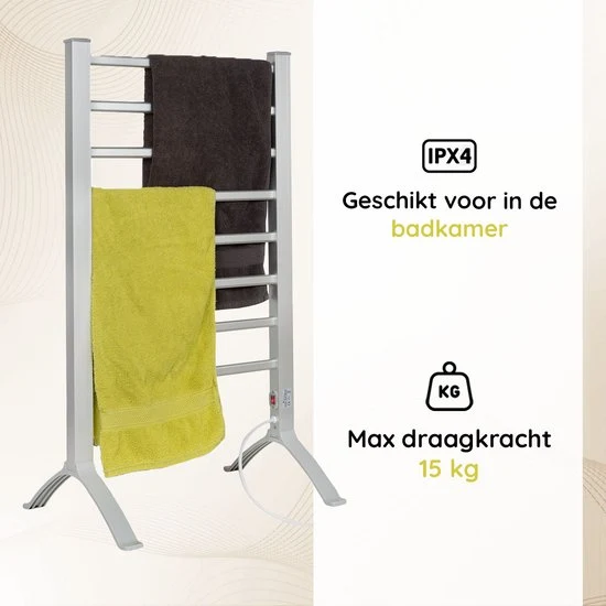 Eleganca Elektrisch Droogrek - Verwarmd Droogrek - Hangend of Staand - 220-240V - 150W - Zilver
