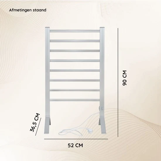 Eleganca Elektrisch Droogrek - Verwarmd Droogrek - Hangend of Staand - 220-240V - 150W - Zilver