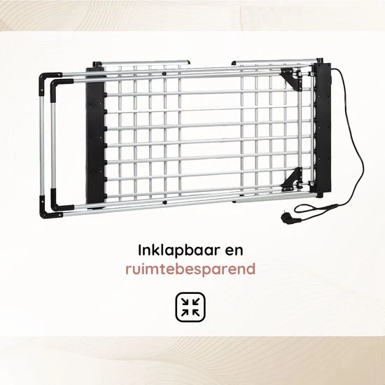 Eleganca Elektrisch Droogrek XL - Verwarmd Wasrek voor Kleding en Handdoeken - Timer met Touchscreen - 220-240V - 310W - Zilver