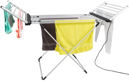 Eleganca Elektrisch Droogrek - Verwarmd Wasrek - Timer met Touchscreen - Veiligheidssensor - Zilver - 230W
