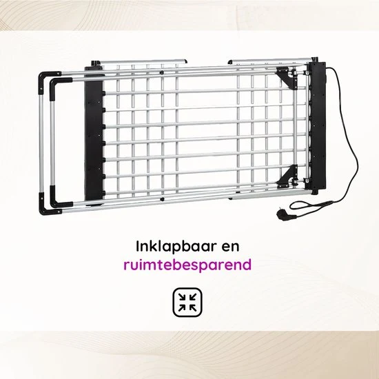 Eleganca Elektrisch Droogrek - Verwarmd Wasrek - Timer met Touchscreen - Veiligheidssensor - Zilver - 230W