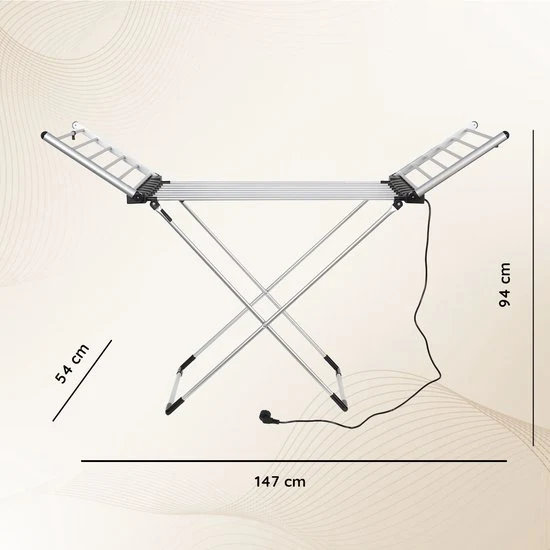 Eleganca Elektrisch Droogrek - Verwarmd Wasrek - Elektrisch Wasrek - Zilver